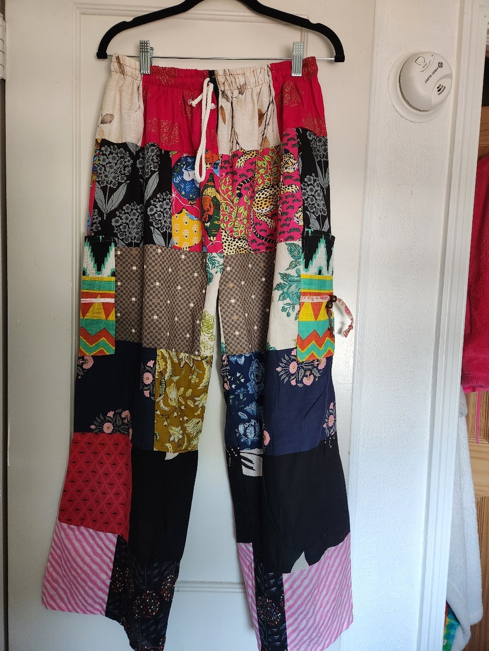 Boho Patchwork Drawstring Pants - Multicolor - Picture 5 of 11
